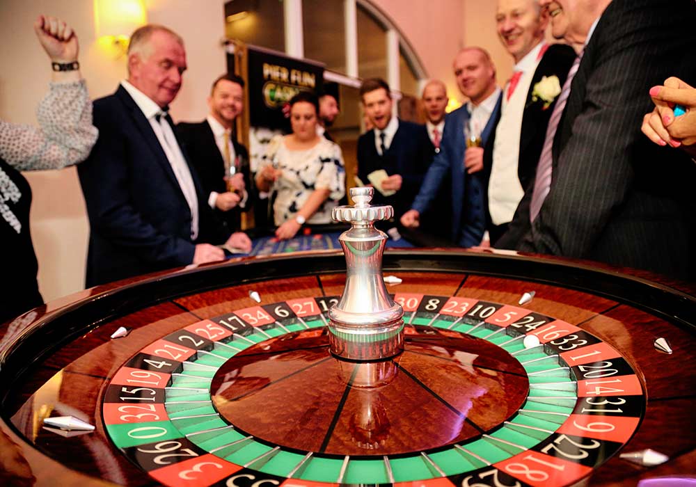 Roulette table hire Close up of a roulette fun casino table